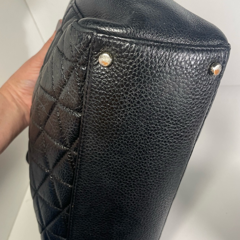 Kate Spade Black Quilted Leather Satchel Gold Chain Strap Multiple Compartments - Picture 14 of 16